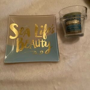 Sea Life's Beauty Decorative Plate and Candle Set